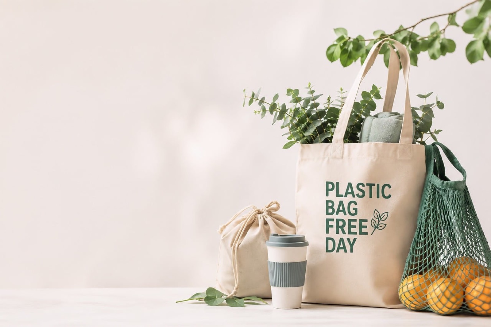 Sacs en toile personnalisés exposés sur un stand de salon professionnel